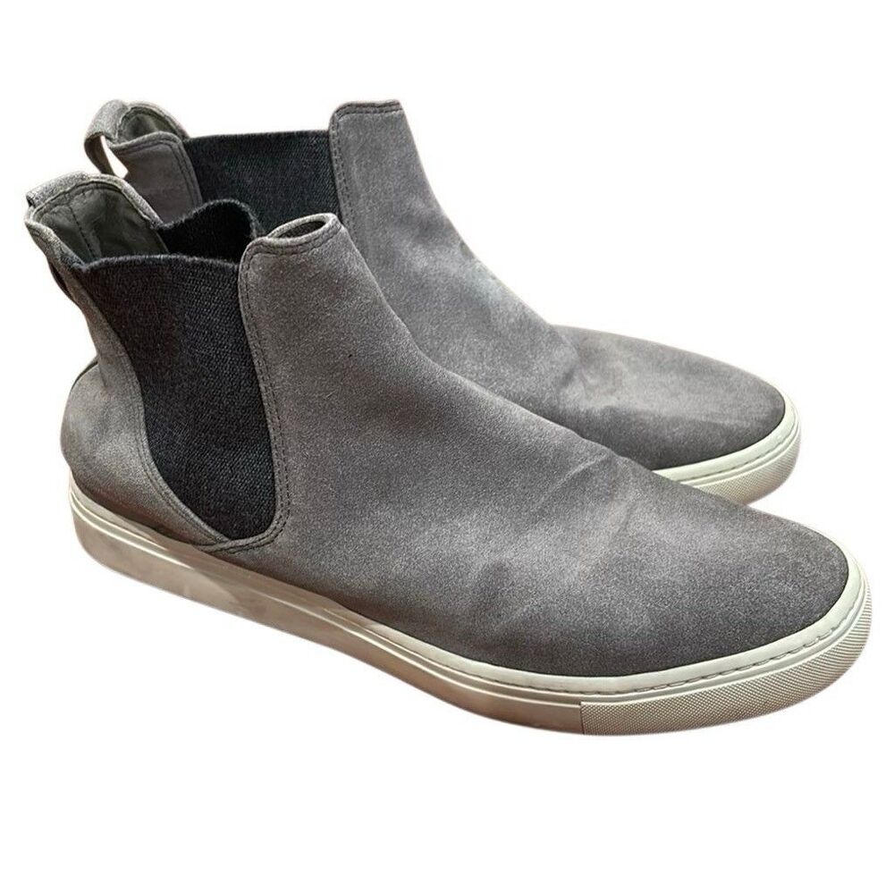 Vince Men's Gray Suede Chelsea Ankle Slip-On Boots Round Toe Pull Tab 8.5